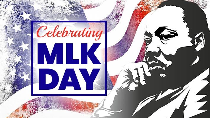 Celebrating MLK Day. A silhouette of Dr. Martin Luther King Jr.
