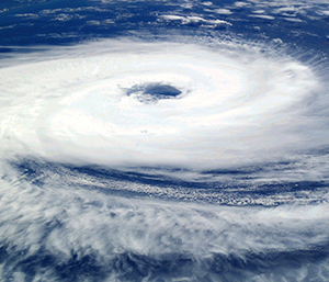 Overhead view of clouds circling.