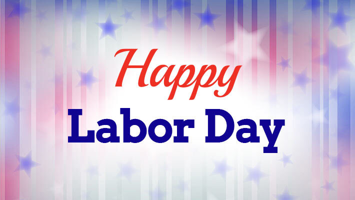 Happy Labor Day. A red white and blue background with stars.